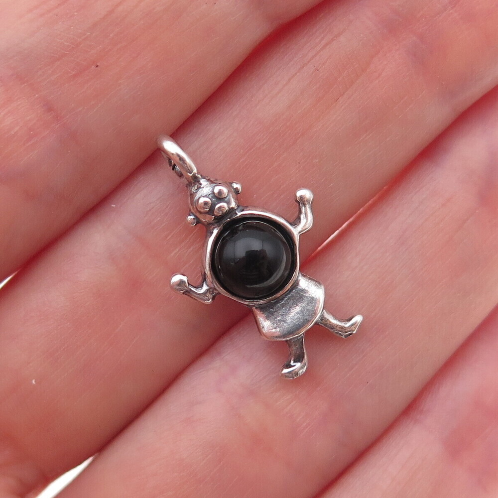 Carolyn Pollack Old Pawn 925 Sterling Vintage Black Onyx Koyemsi Kachina Pendant